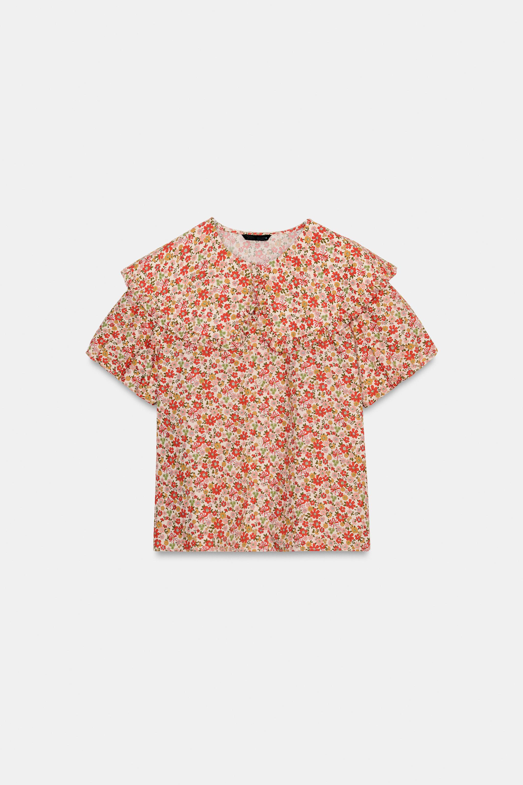 CHEMISE À IMPRIMÉ FLEURI ET COL CLAUDINE